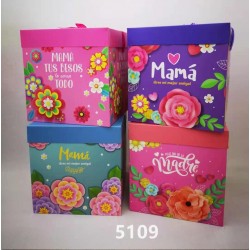 Caja de regalo 22x22 cms Mamá Colores