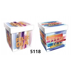 Caja de regalo 22x22 cms Feliz Día Colores