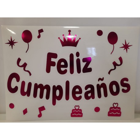 Letras Globos Burbuja Feliz Cumpleaños Fucsia