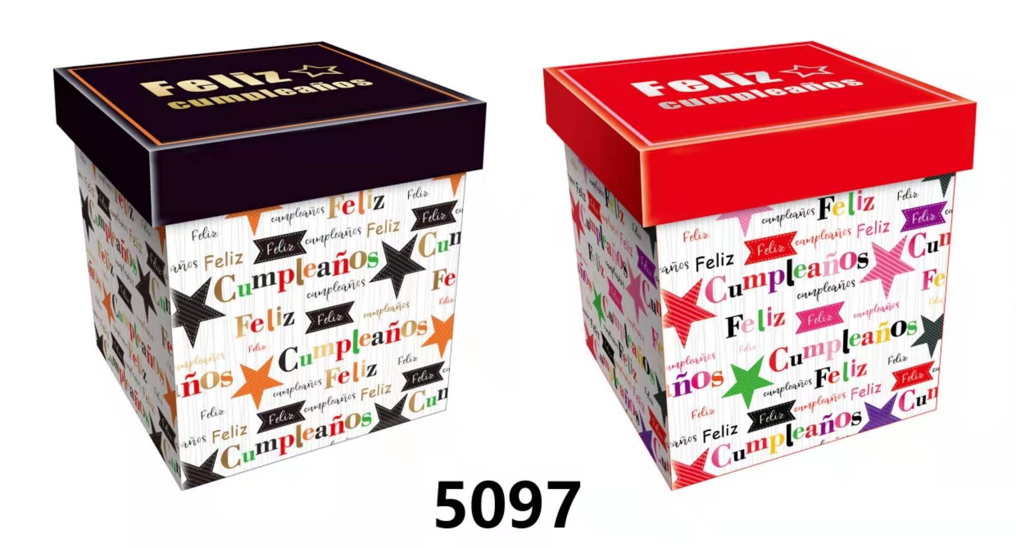 Caja de regalo feliz cumpleaños rojo-negro 30x30cm - Comprar por Mayor
