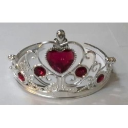 Corona princesa corazon con piedra fucsia x12u
