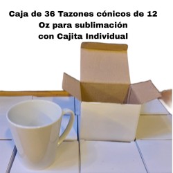 Embalaje Tazon Blanco Conico 12 Oz con Caja Individual 36 Unidades