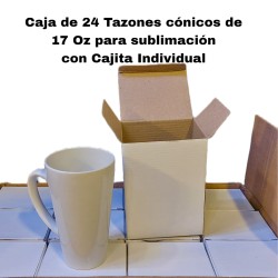 Embalaje Tazon Blanco conico 17 Oz con Caja Individual 24 Unidades