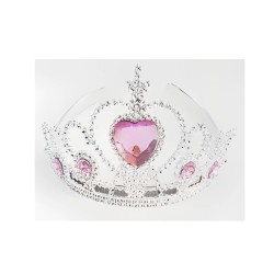 Corona Princesa corazon piedra rosada x 12