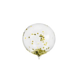 Globo Burbuja Confetti Dorado