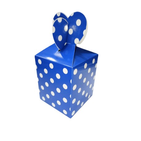 Caja Sorpresa Lunares azul medidas 11cm alto x 10cm ancho