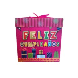 Caja de regalo Cumpleaños Rosada 22x22cm