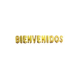 Globo Metalico Letras BIENVENIDOS dorado 40cm