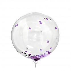 Globo Burbuja Confetti Morado 19 pulg