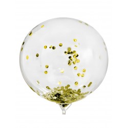 Globo Burbuja Confetti Dorado 19pulg